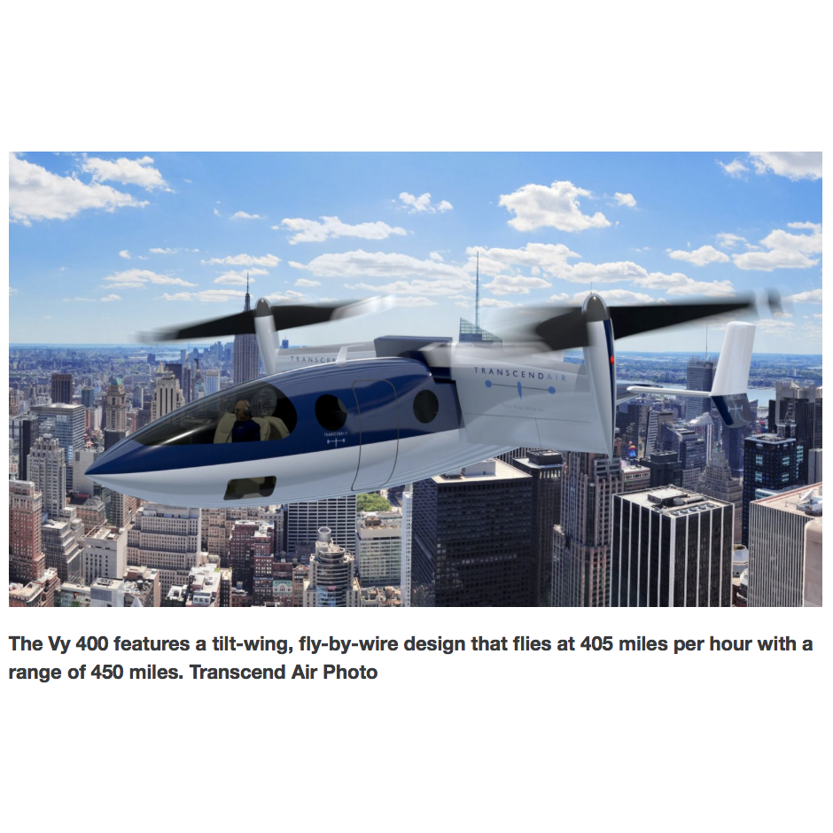 Transcend Air announces “affordable” city-to-city VTOL aircraft