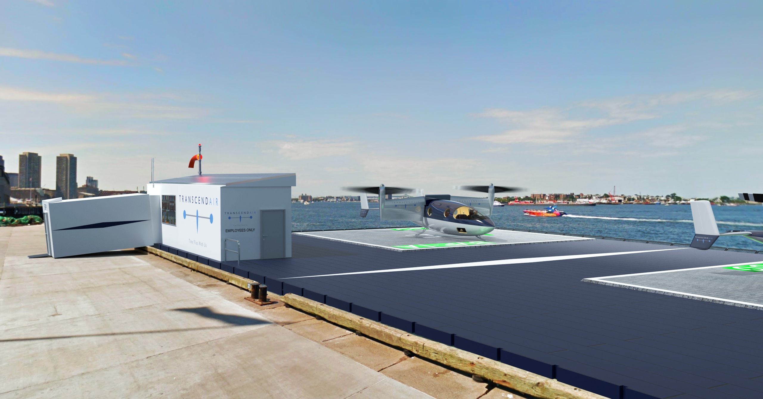 Aiming to give travellers an alternative to airports, two US companies, Transcend Air Corporation and Lily Helipads, have teamed up to offer floating landing pads for Transcend’s vertical take-off air taxis, which are in development.